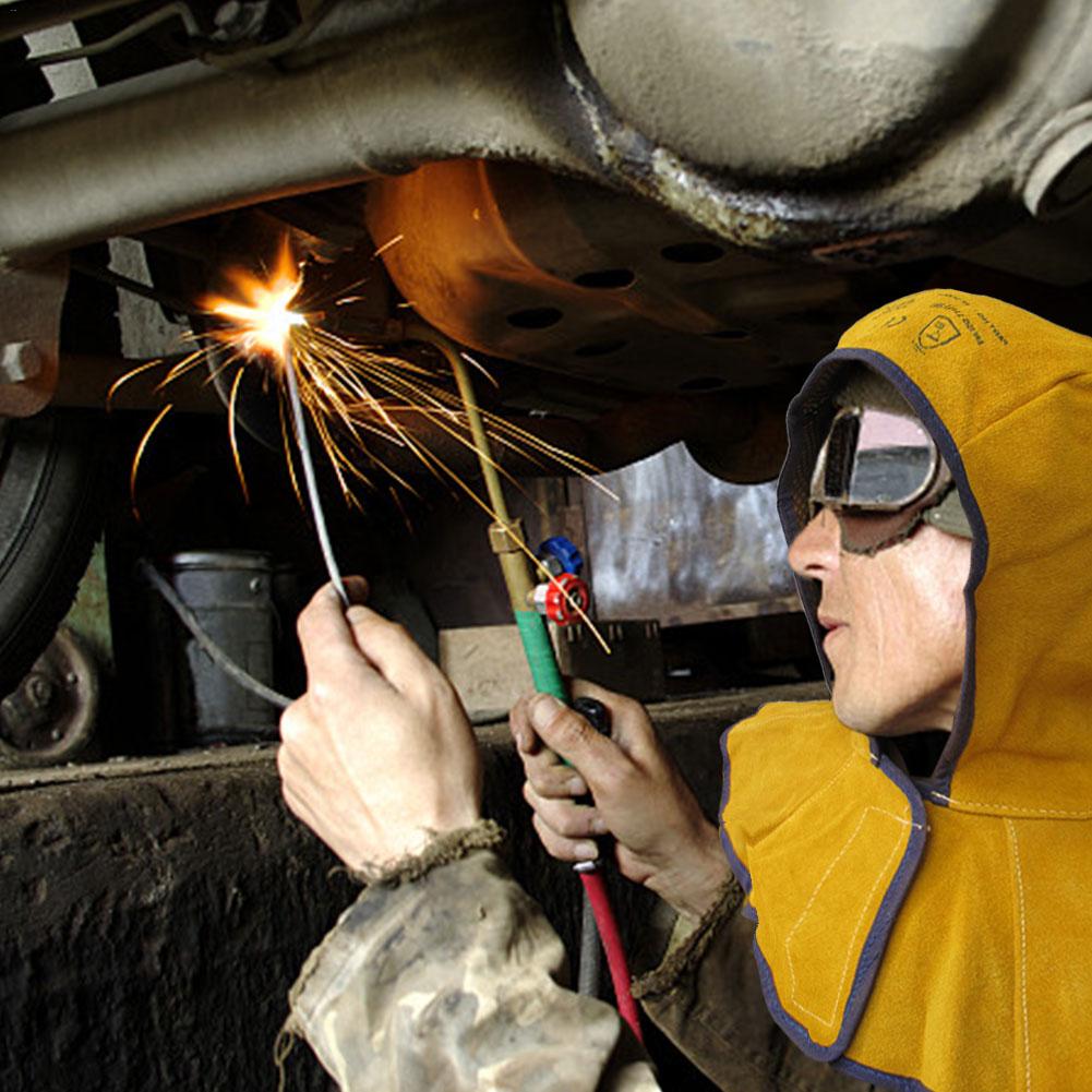 Industrial Protective Welding Cap Head Full Protection Hoods Golden Yellow Full Protective Welding Cap Head And Neck Fire Flower