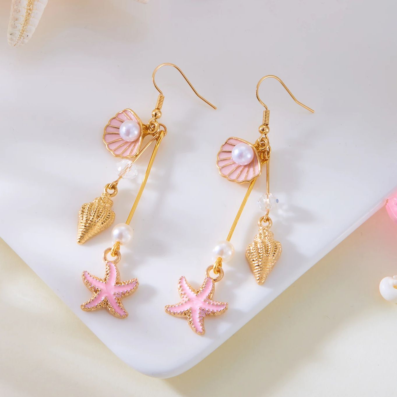 Prachtige handgemaakte schelp zeester hanger oorbellen voor vrouwen Bohemen kleurrijke schelp kwast oorbellen mode partij sieraden