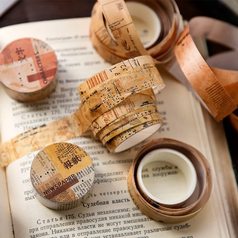 15mm*2m vintage washi-papirtapes retro gammelt papir dekorativt klæbebånd gør-det-selv scrapbooking klistermærke etiket brevpapir