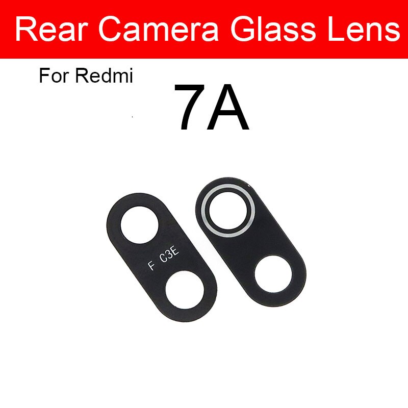 Bagside kamera glas linse + selvklæbende mærkat til xiaomi redmi 1s 2 2a 3s 3x 4x 4a 5 5a 6 6a 7 7a 8a 8 9 plus pro kamera linse glas: Til redmi 7a