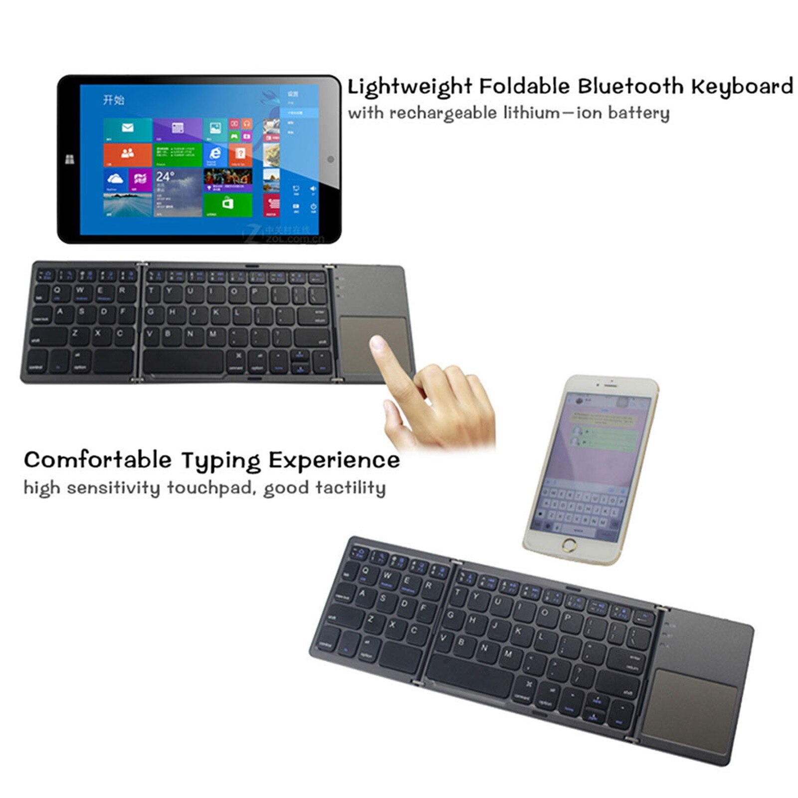 Foldable Wireless Bluetooth Keyboard Touchpad Portable UltraSlim Wireless Keyboards For PC Laptop Tablet Mobile Phone клавиатура