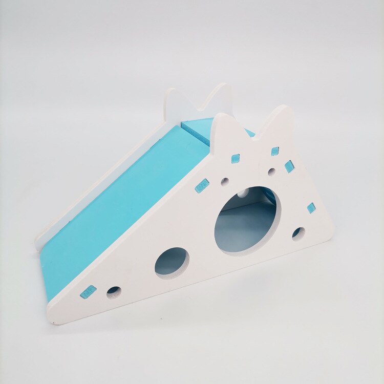 Scivolo per uccelli giocattolo criceto casa a scomparsa accessori per gabbia per pappagalli cavia scivolo in legno con scale giocattolo forniture per piccoli animali domestici: Blue  A