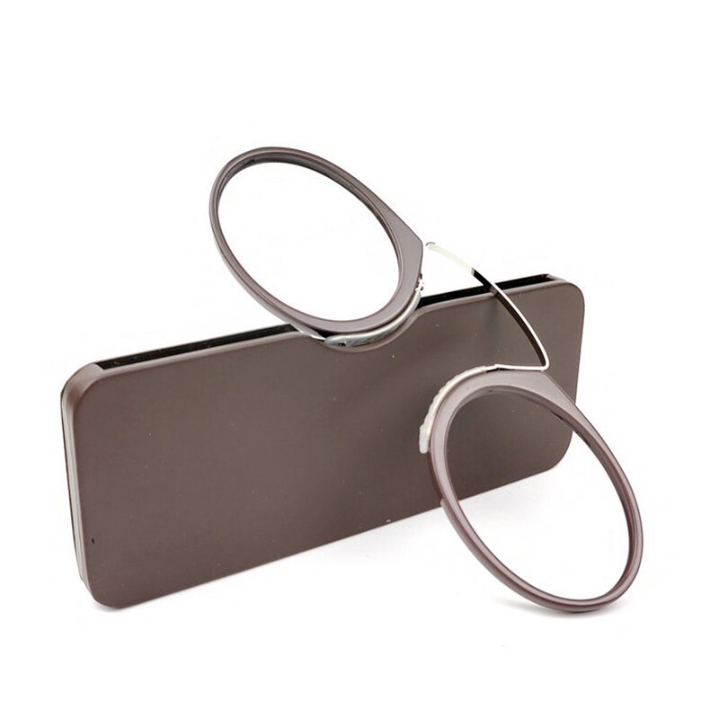 SAOIOAS TR90 plegable Clip nariz gafas de lectura hombres mujeres fácil de llevar con caja de tarjeta redonda gafas de prescripción hombres + 1,0 + 2,0 + 2,5: +150 / B4 Brown