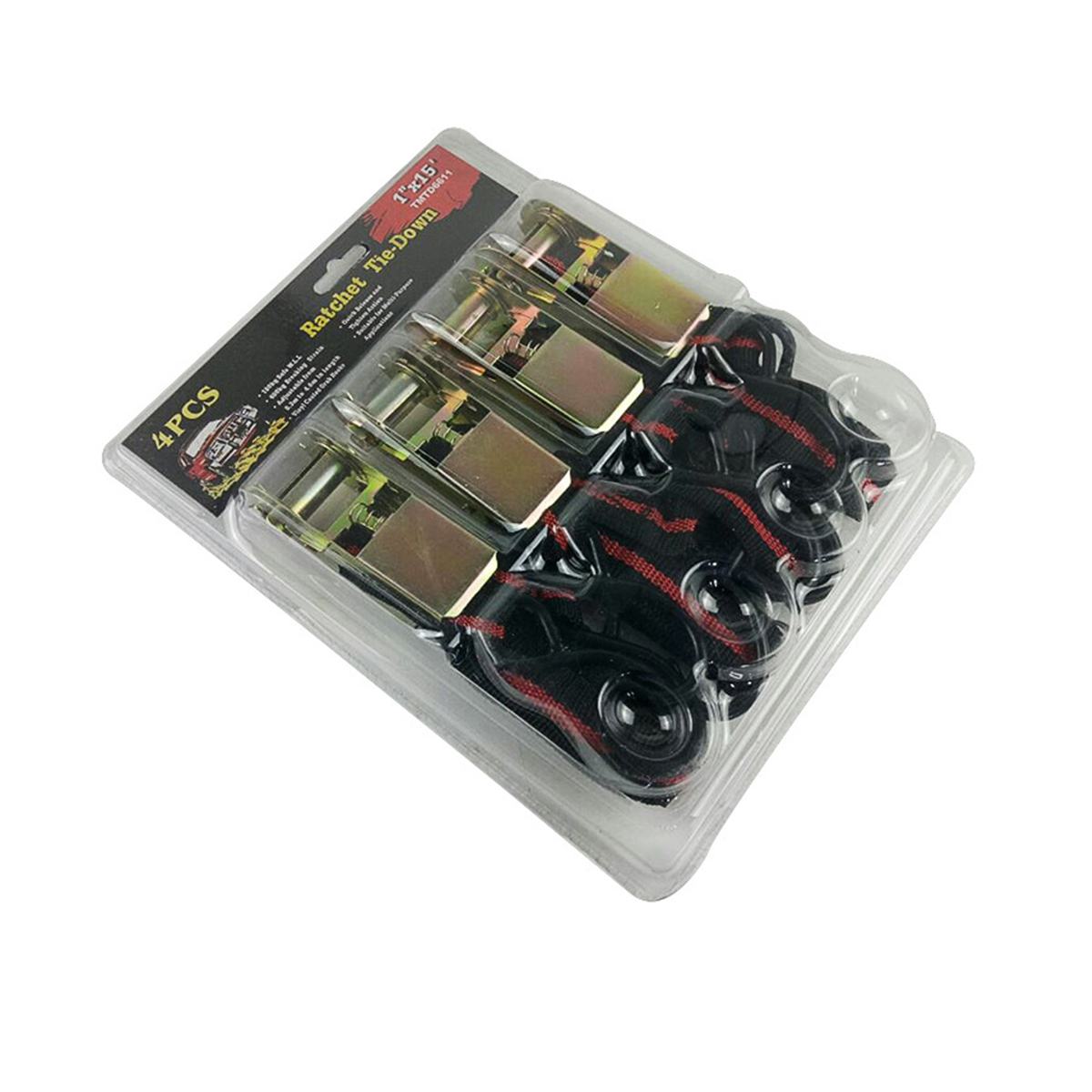 4 Pcs Ratchet Tie Down Cargo Straps Lashing Package Webbing Hold Secure Ratchet Belt Straps Moving Hauling Trucks Motorcycle: Black