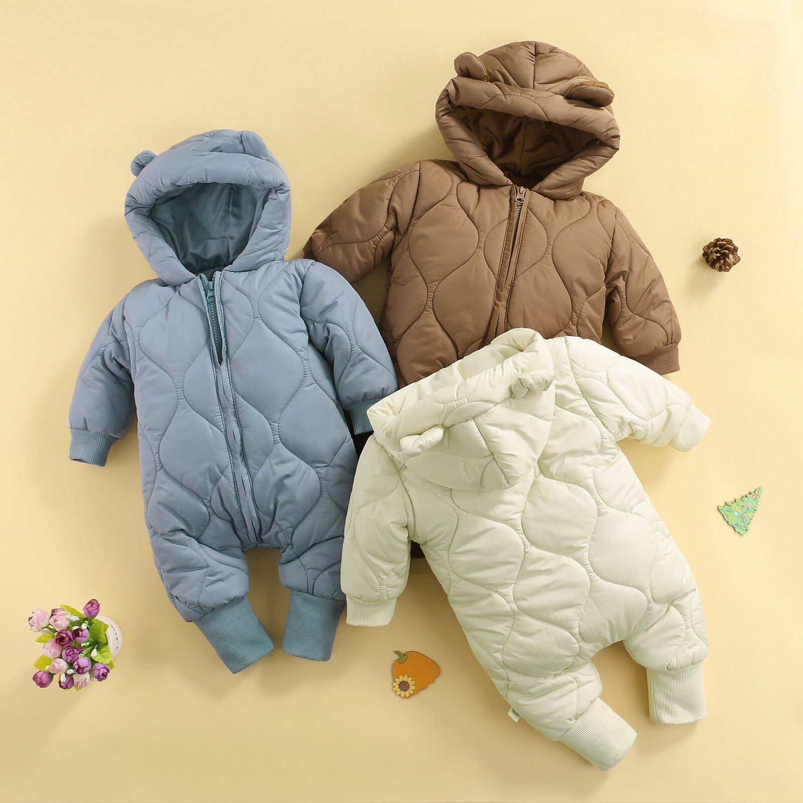 2021 grosso quente infantil macacão de bebê com capuz dentro do velo menino menina inverno outono macacão crianças outerwear crianças snowsuit