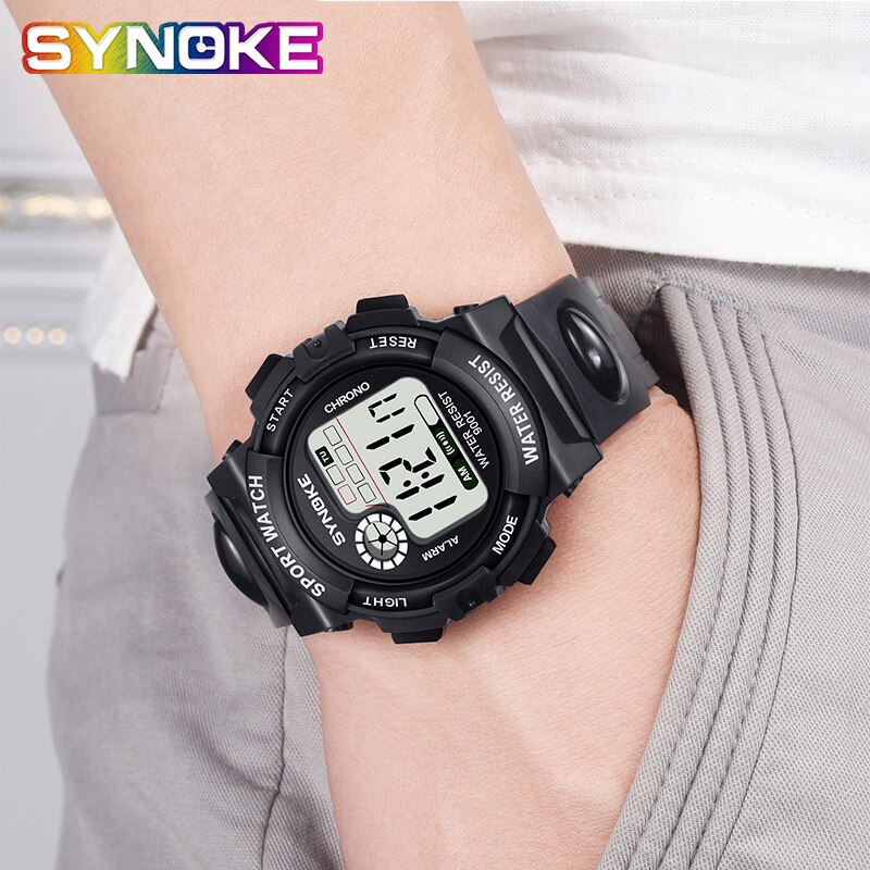 Synoke kinderhorloges jongens digitaal kinderhorloge student waterdicht siliconen tienerhorloges meisjes montre enfant garcon sport