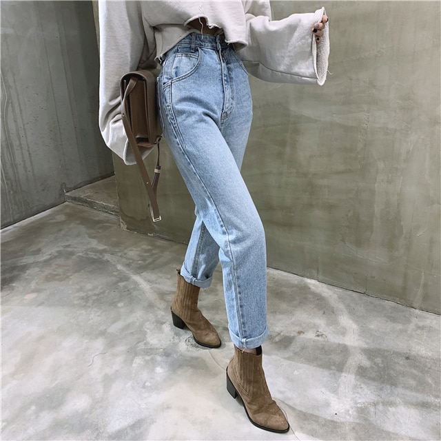 Jeans vrouw casual harem jeans streetwear denim broeken slouchy jeans femme