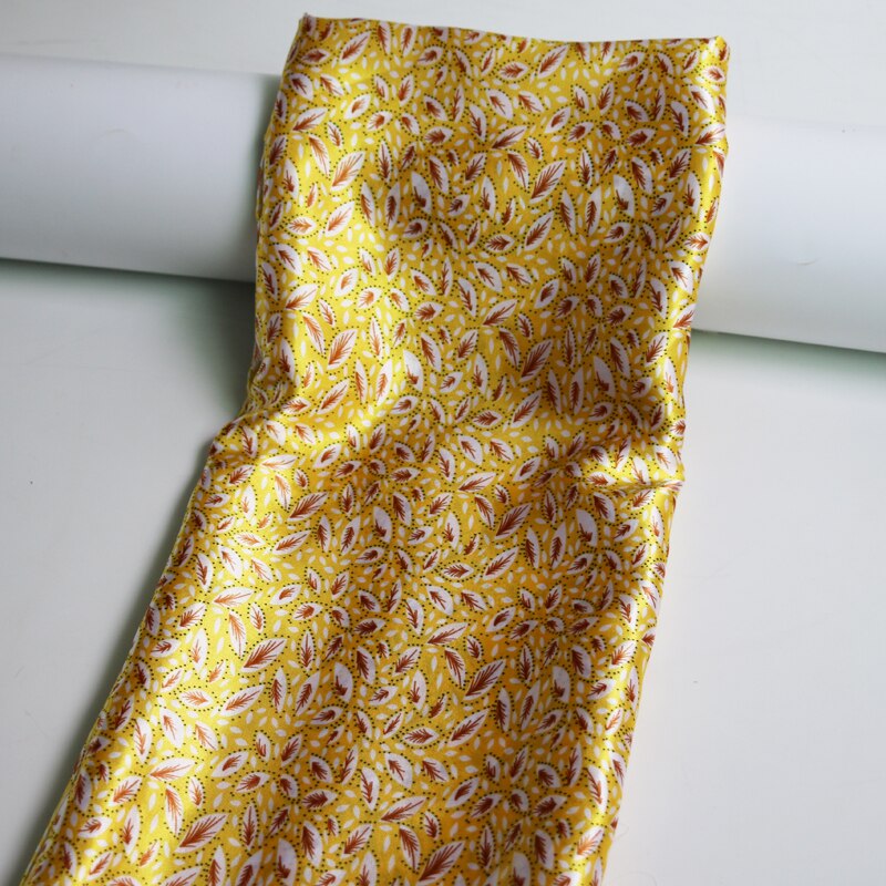 100cm*148cm leaf pattern soft polyester satin fabric charmeuse: 3 yellow