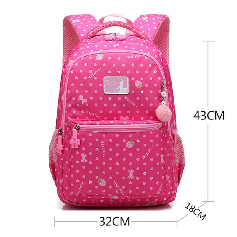 Junior High School Backpacks For Girls Primary Kids Bags two Size Large Capacity School Bags For Children Girls: rose red big