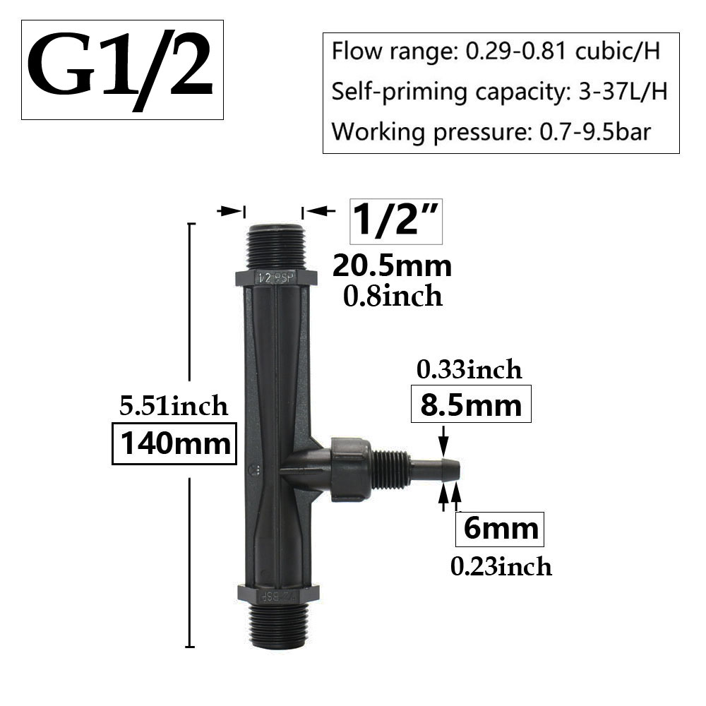 1/2" 3/4" 1" 1.5inch Thread Agriculture Irrigation Venturi Fertilizer Injector set Greenhouse Irrigation Fitting Ozone Injector: Light Grey