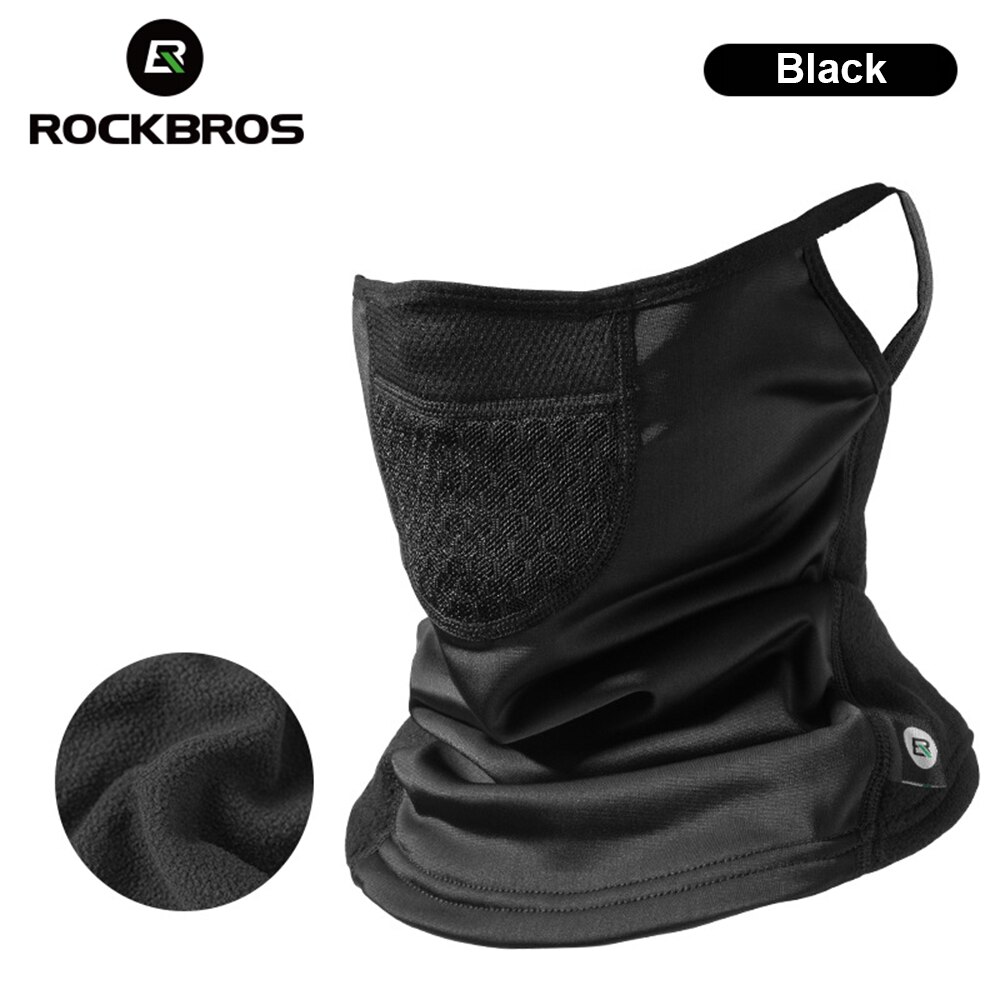 ROCKBROS Winter Mask Fleece Keep Warm Cycling Face Mask Hanging Ear Headwear Windproof Men Women Ski Masks Bike Equipment: Black