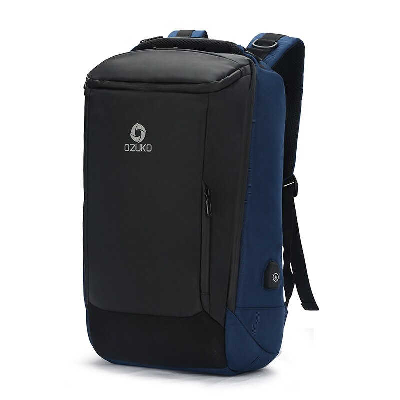 OZUKO 17 "Laptop Rucksack Männer Wasserdichte Große Kapazität Multifunktions Rucksäcke Männlichen USB Business Zurück Pack Reisetasche Mochila: blue / Small