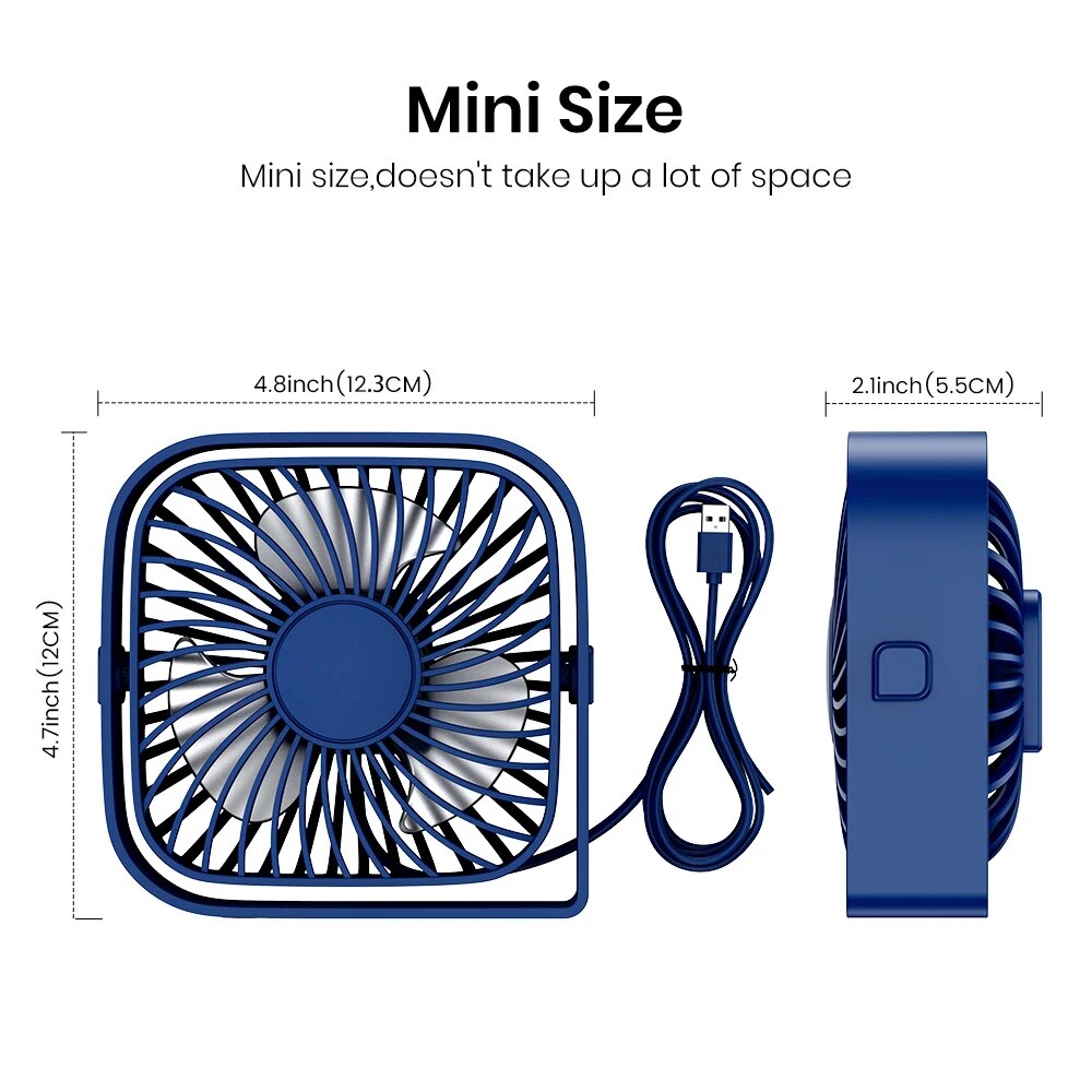 TOPK tragbarer Mini-Ventilator, USB-Schreibtischventilator, Tisch, leiser 3-Gang-Windventilator, persönlicher 360 ° Drehbare Kopf-Stehventilatoren für Zimmer, Camping, Zuhause