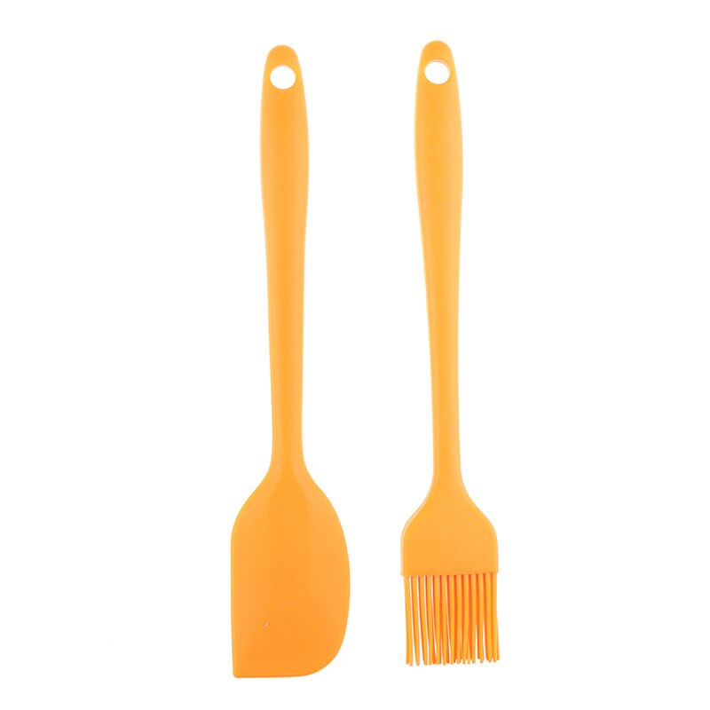 2 st / uppsättning silikon bakverktyg redskap basting bakverk bakning matlagning bbq verktyg kakborste och tårta spatel slumpmässig färg: Orange