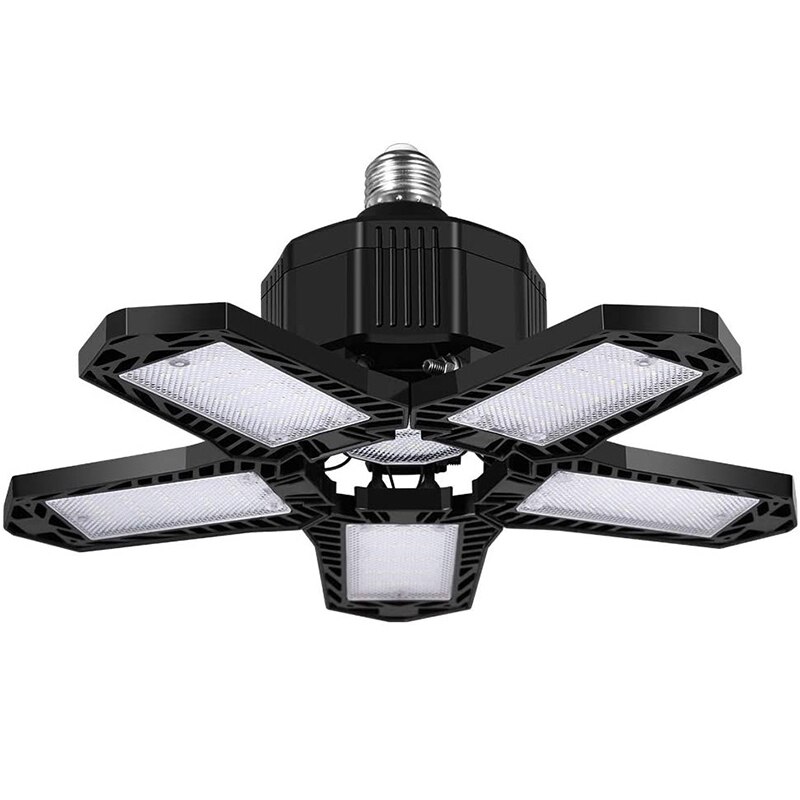 30/60/200W Led Garage Licht E26/E27 Vervormbare Plafondlamp Lamp Met 5 Panelen: Black 200W