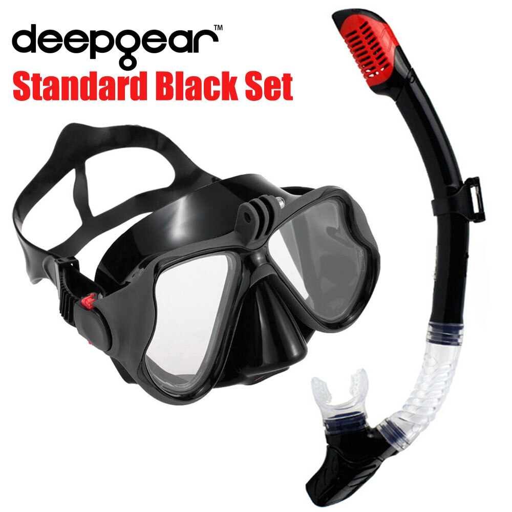 DEEPGEAR Kurzsichtig tauchmaske und schnorchel einstellen oben Kamera taucherbrille Trocken schnorchel getriebe Heißer wassersport getriebe und tauchausrügestochen: Standard Schwarz einstellen