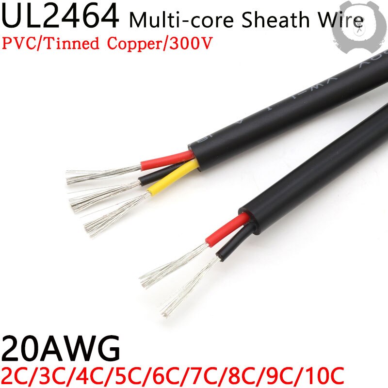 1M 20AWG UL2464 Omhulde Draad Kabel Kanaals Audio Lijn 2 3 4 5 6 7 8 9 10 Cores geïsoleerde Zachte Koperen Kabel Signaal Controle Draad