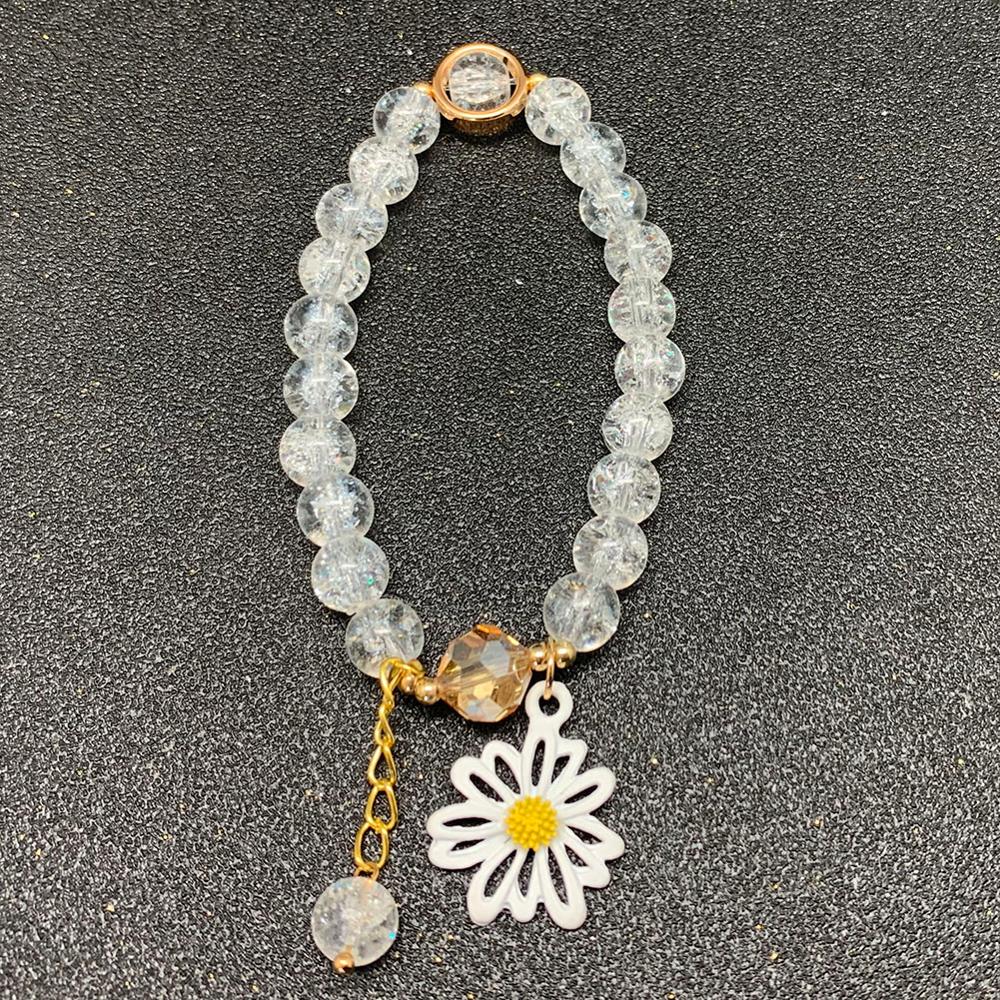 Bohemian Handmade Blume Form Lange Quaste Glas Armband Seld Baumeln Sets Frauen Multi Farbe Armbänder Schmuck Weihnachten: White Flower C