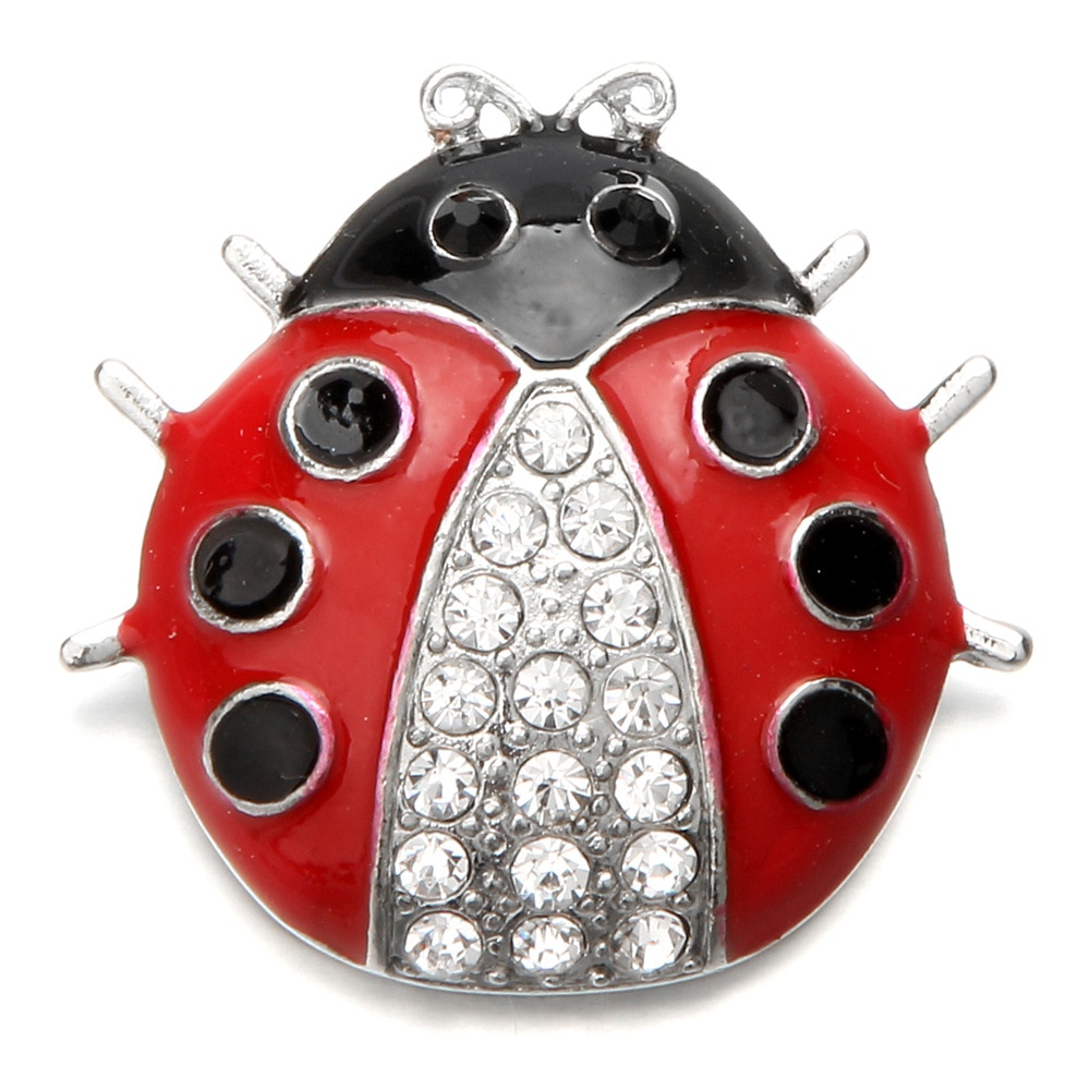 20 pçs nova grande snap jóias de cristal strass joaninha botão pressão liga botão ajuste 18mm snap pulseira colar