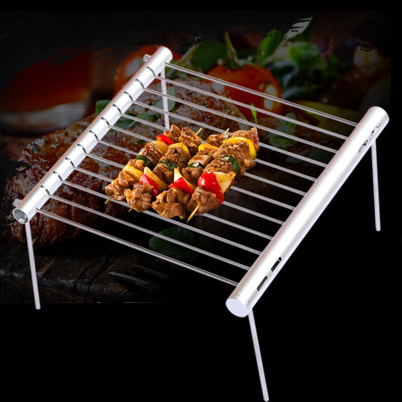 Portable Stainless Steel BBQ Grill Outdoor Folding Mini Pocket Barbecue Accessories For Home Park Use Smokeless Indoor Grill