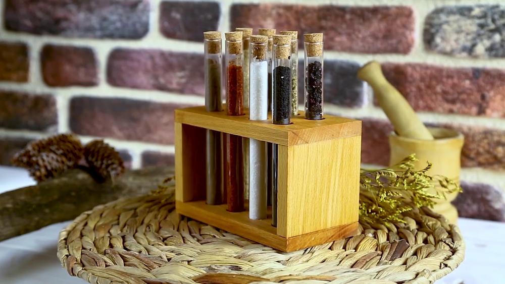 Soporte de madera para especias, juego de tapones de corcho para decoración de cocina, hecho a mano, de vidrio, almacenamiento, práctico, , 8 piezas