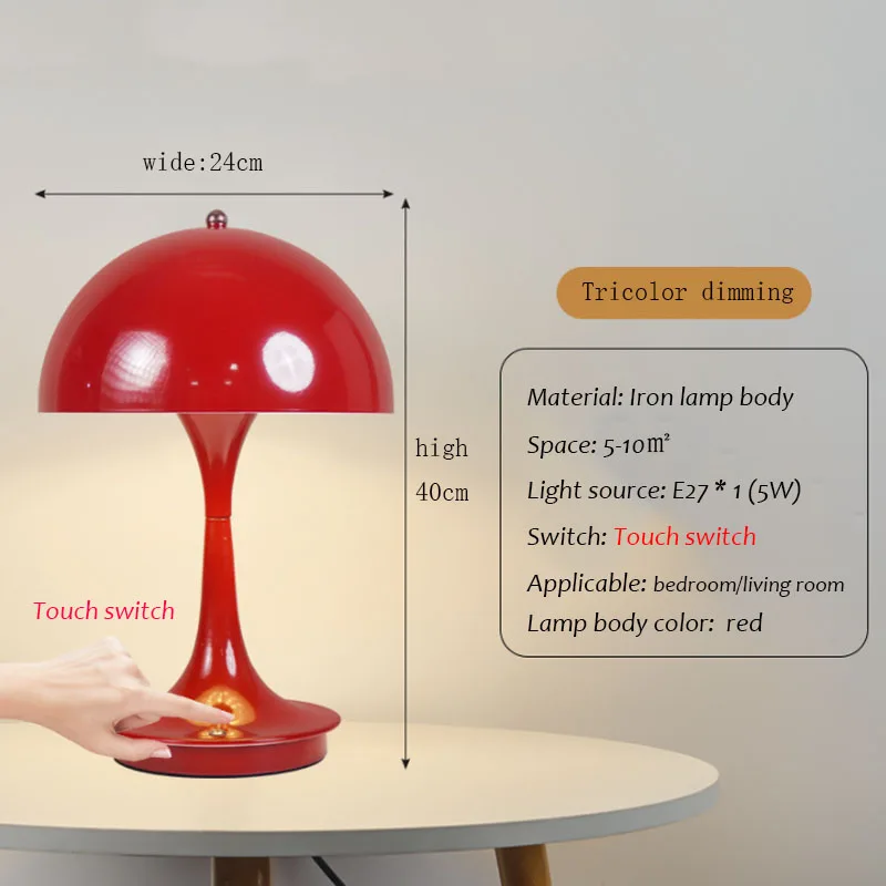 Nordic Danish Table Lamp Home Bedroom Bedside Light Lantern Medieval Dimming Touch Night Light Decor Desk Lamp: PURPLE