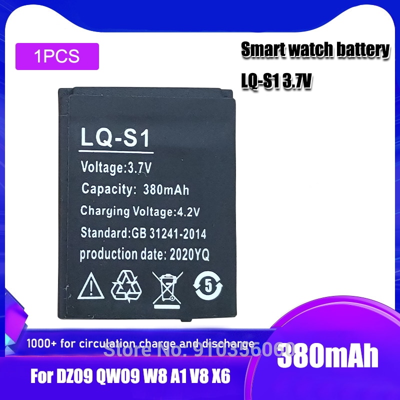 3.7V 380mAh LQ-S1 inteligentna bateria zegarka akumulator litowo-polimerowy do inteligentnego zegarka HLX-S1 QW09 DZ09 W8 A1 V8 X