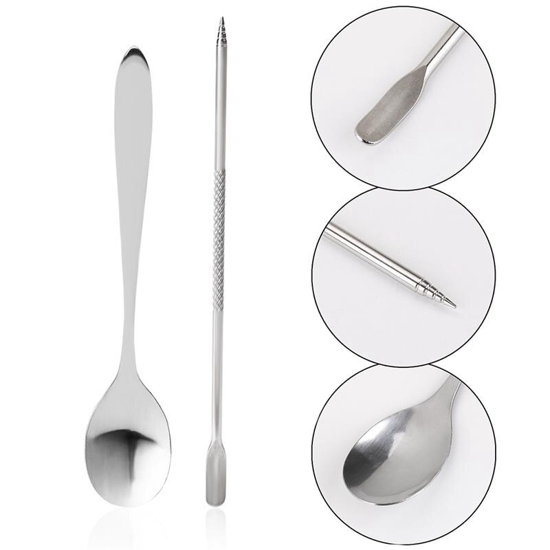 4 stuks koffieaccessoires: 58mm roestvrijstalen koffietampers met 12oz opschuimers, een koffielepel en een latte art-pen