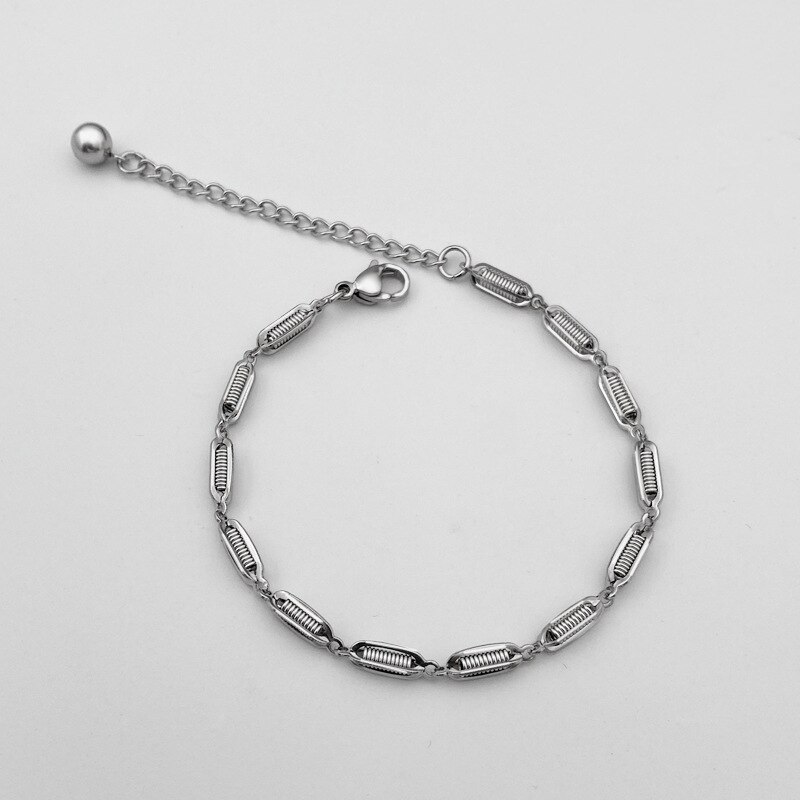 Pulsera de cadena de acero inoxidable con agujeros para hombre y mujer, de San Valentín de 17 + 5cm, 3,5mm: Default Title