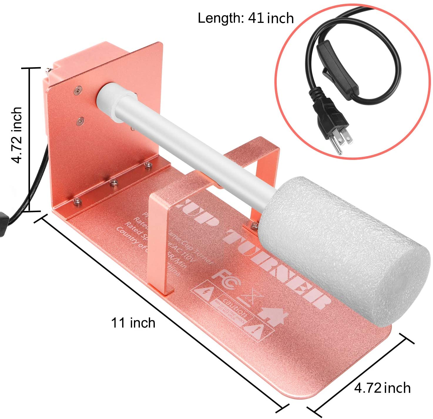 Cup Turner for Crafts Tumblers - Electric Cuptisserie Tumbler Spinner Machine with 2 Ways Rotation Silent Motor 2 Forms for DIY