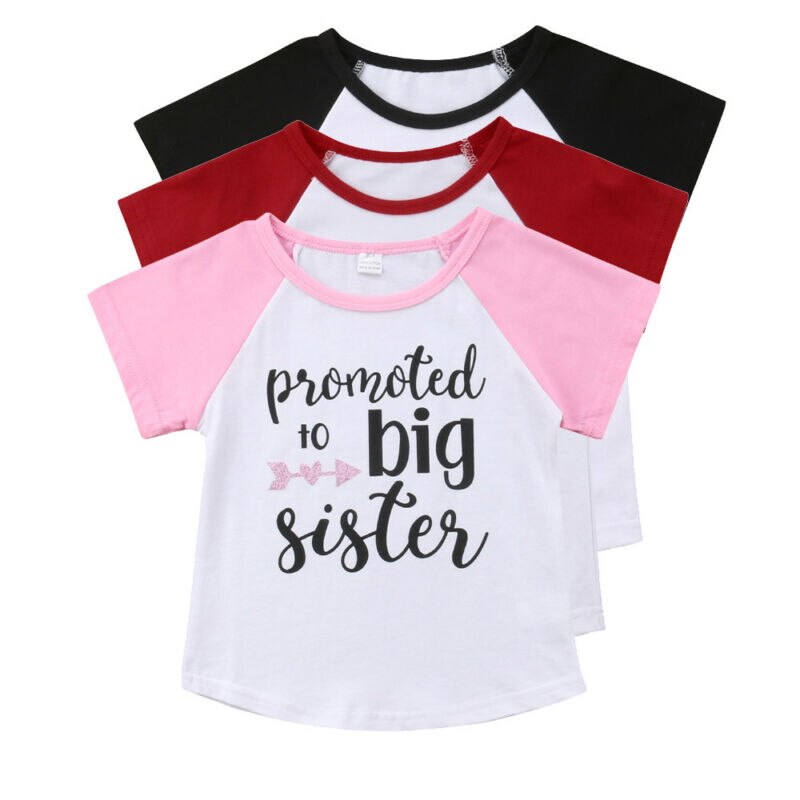 Enfants filles T-shirt-promu à grande soeur-été coton à manches courtes hauts T-shirt enfants vêtements de sport
