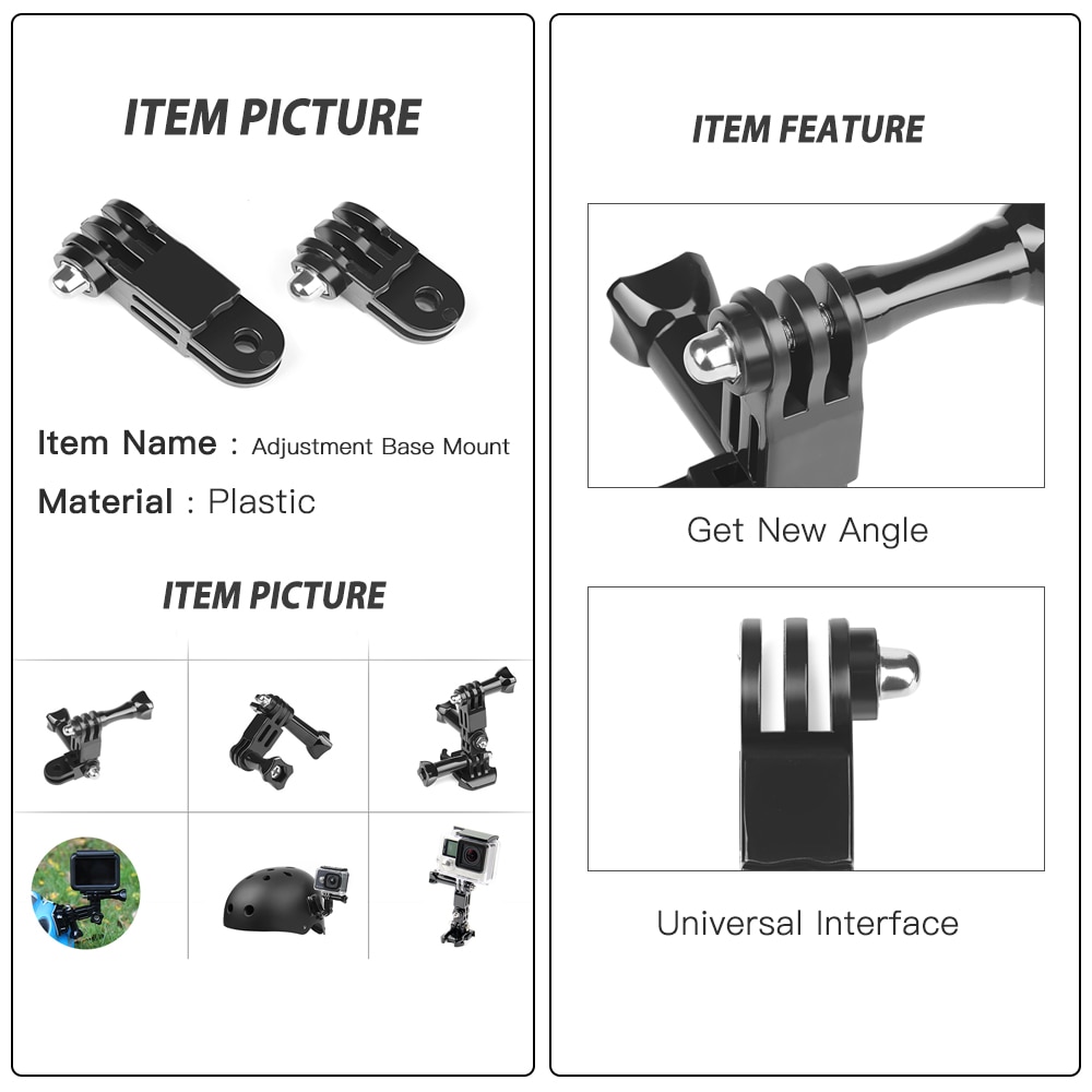 SHOOT-conjunto de accesorios para casco frontal, soporte de Base de hebilla en forma de J para GoPro Hero 9 8 7 5 Xiaomi Yi 4K SJCAM Go Pro