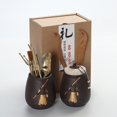 Accessoires thé en bois massif Kung Fu | Ensemble cérémonie du thé Sun Wukong, cuillère à Clip en bois massif, service à thé Kung Fu,