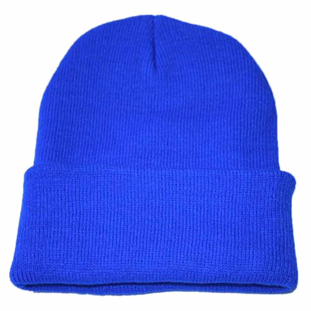 Berretto lavorato a maglia Unisex Slouchy berretto Hip Hop cappello da sci caldo gronda Hairball cappello lavorato a maglia protezione dell'orecchio caldo cappello di lana berretto alla moda Cap50: Blu