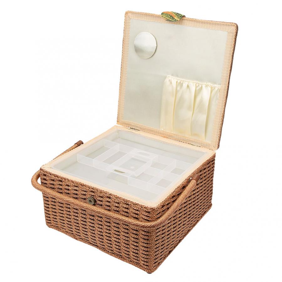 Boîte de couture européenne Super-Large | Mallette de rangement, outil de tricot fait à la main pour ménage, broderie, fournitures de broderie