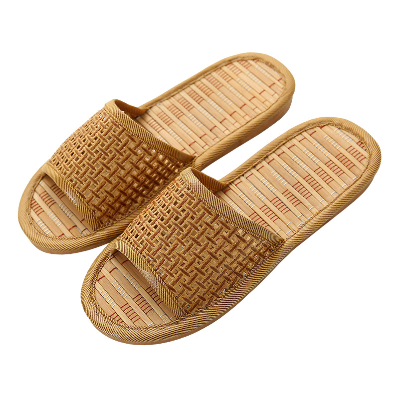 Paar Vier Seizoenen Ademend Huishouden Bamboe Mat Sandalen Vrouwen Zomer Dikke zolen Stro-geweven Vloer Slippers Mannen