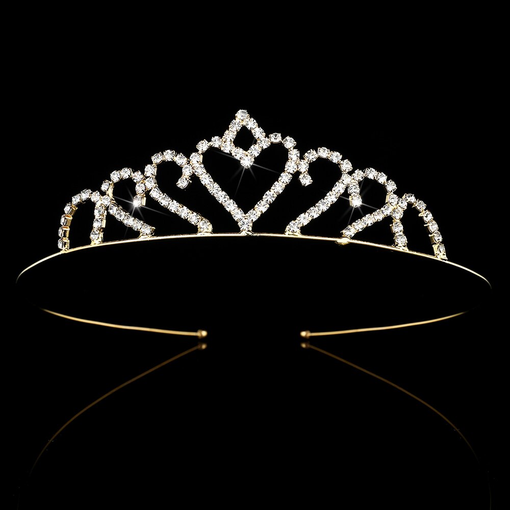 Feminino menina crianças coroa princesa cristal tiaras casamento strass bandana baile presente jóias de cabelo decoração: J014 gold