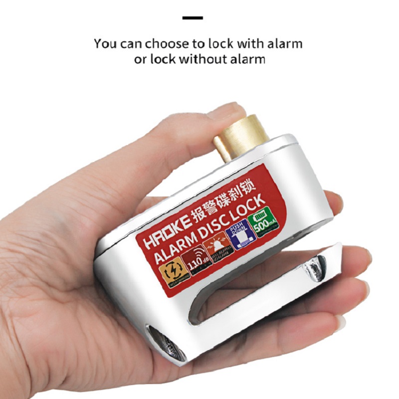 Lock-Motor Anti Theft Security Disc Brake Lock USB Charging Waterproof Alarm Disc Brake Lock 110db Alarm Locks+Reminder Cable