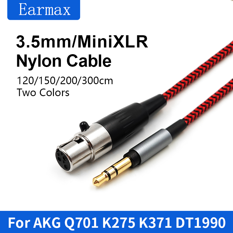 Para Beyerdynamic AKG Q701 K702 K271S K701 K272 K371 K275 K267 DT1770Pro DT7990Pro H118 H128 MINIXLR Cable trenzado de nailon