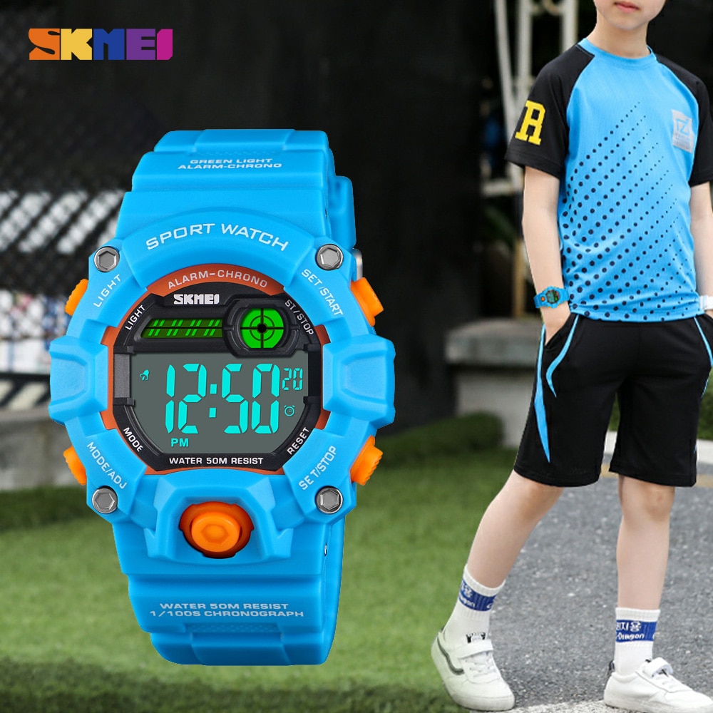 Skmei 1484 Japan Beweging Digitale Horloge Led Display Kinderen Horloges 50M Waterdicht Stopwatch Wekker Voor Kinderen Jongen meisjes