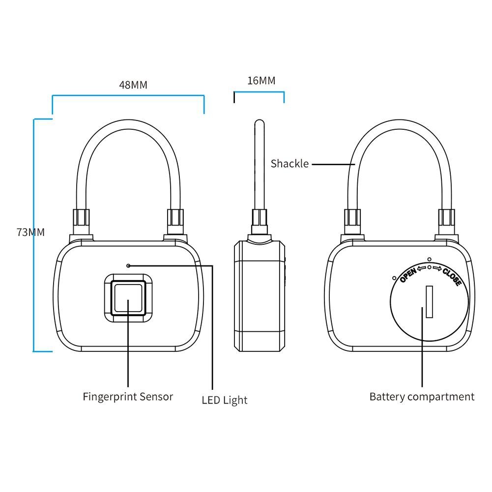 Fingerprint Lock Smart Keyless Anti-Theft Padlock For Travel Suitcase Bicycle R20