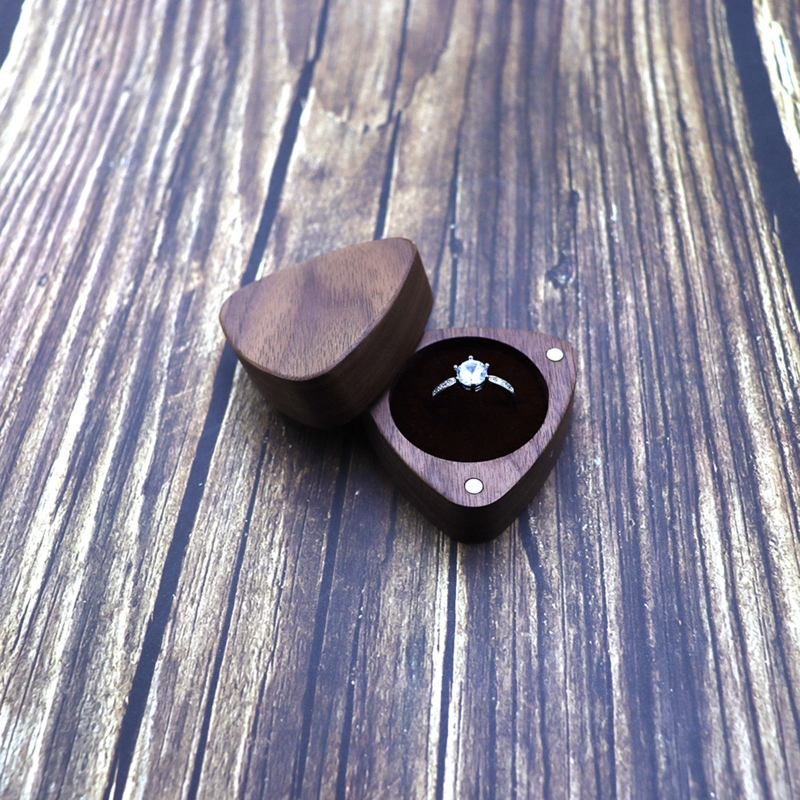 Caja de madera para anillos de compromiso, propuesta, ceremonia de boda, caja para anillos de exhibición de Joyas, caja para anillos