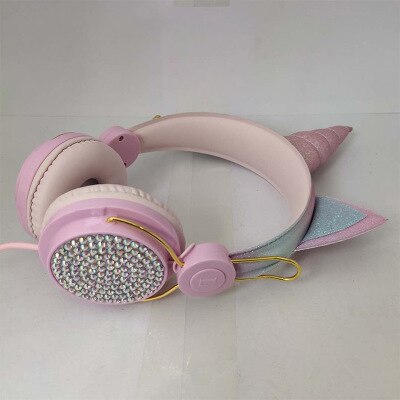 Bonitos auriculares de unicornio con cable y micrófono para niñas y niños, cascos para ordenador portátil, teléfonos móviles, PC, MP3, tableta: 1