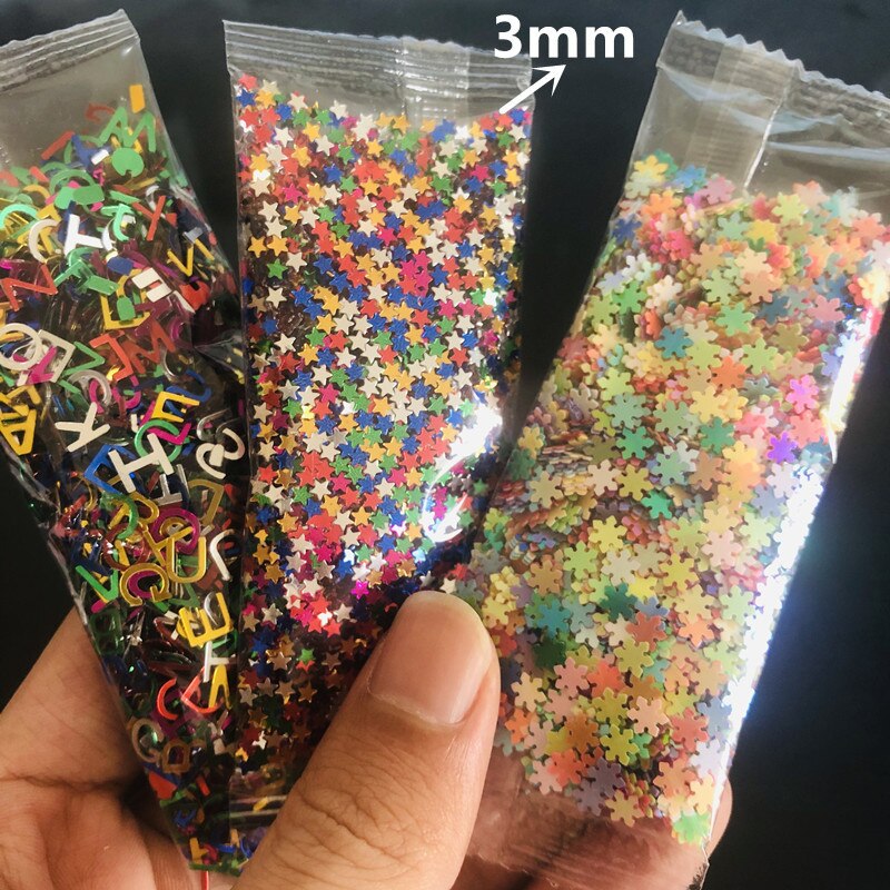 10g/Pack Star Snowflake Glitter Sequins Nail Art Decoration Alphabet Loose Sequins Epoxy Resin Mold Filler For DIY Jewelry Craft: Mix2  3Pcs