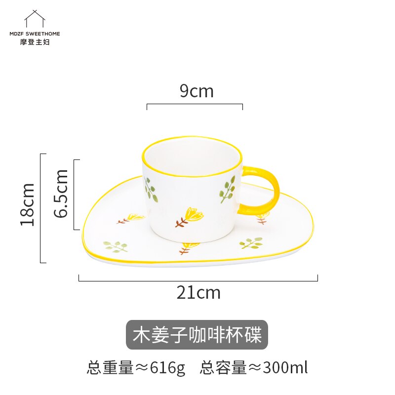 Travel Ceramic Coffee Mug Cup Milk Breakfast Luxury Coffee Mug Cute Small Turkish Canecas De Porcelana Coffee Cup And Saucer Set: D