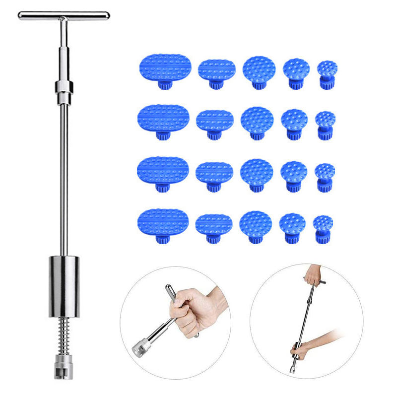 Kit de herramientas de reparación de abolladuras de coche, hoja de carrocería de coche, eliminación de golpes sin pintura, Kit de extractor de martillo inverso, herramientas manuales completas, piezas de automóvil: Morado