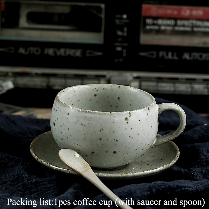 200/320ml håndlagde retro steingods kaffekopp med underkop japansk stil keramisk grov keramikk ettermiddagste kopper: En