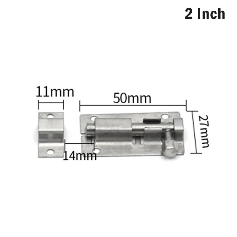 1.5/2/3/4/6 inch Door Shed Lock Bolt Stainless Steel Locks Sliding Door Chain Latch for Gate Security Hardware