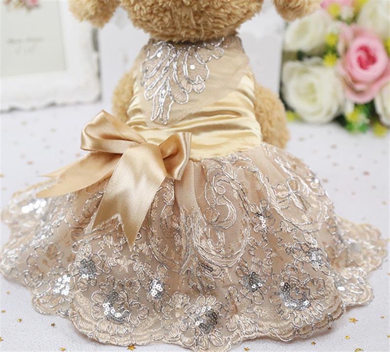 Vestido con lazo para perro y gato, falda con tutú, disfraz de princesa para cachorro, ropa para perros pequeños, medianos y grandes, suministros para mascotas: champagne / L