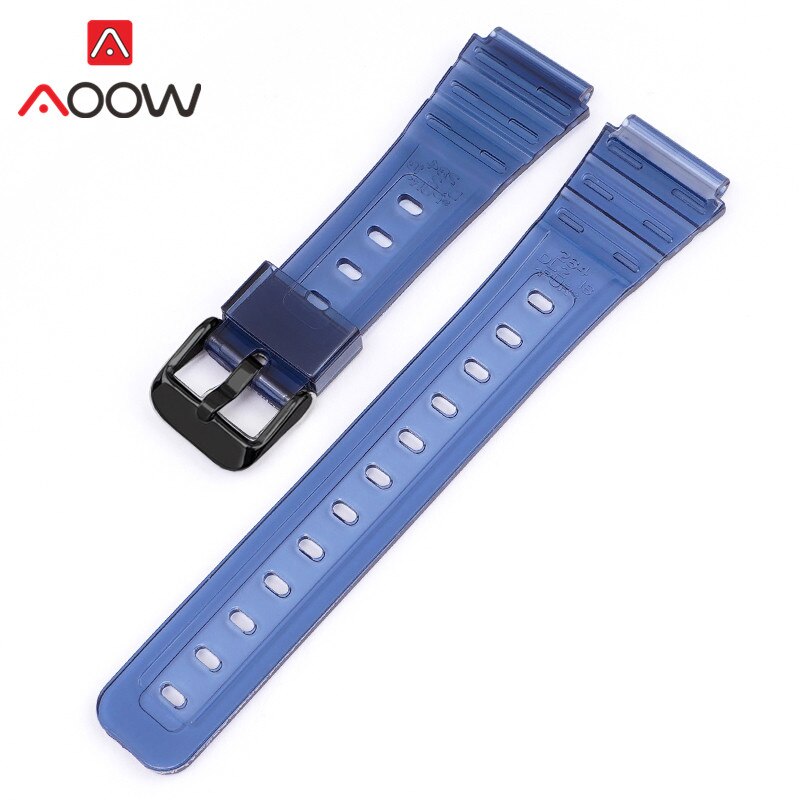 Gummi Sport Gurt für Casio F91W F-84 F-105 108 A158 A168 AE1200 AE1300 Männer Frauen Glänzend Wasserdichte Ersatz Uhr Band: königlich Blau Schwarz